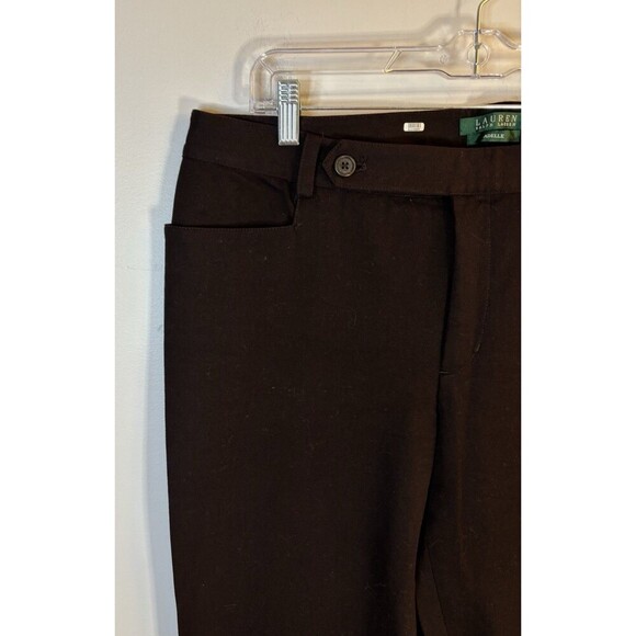 LAUREN RALPH LAUREN Adelle Pants Women 14 Brown Straight Leg Chino Office Work - Picture 4 of 12